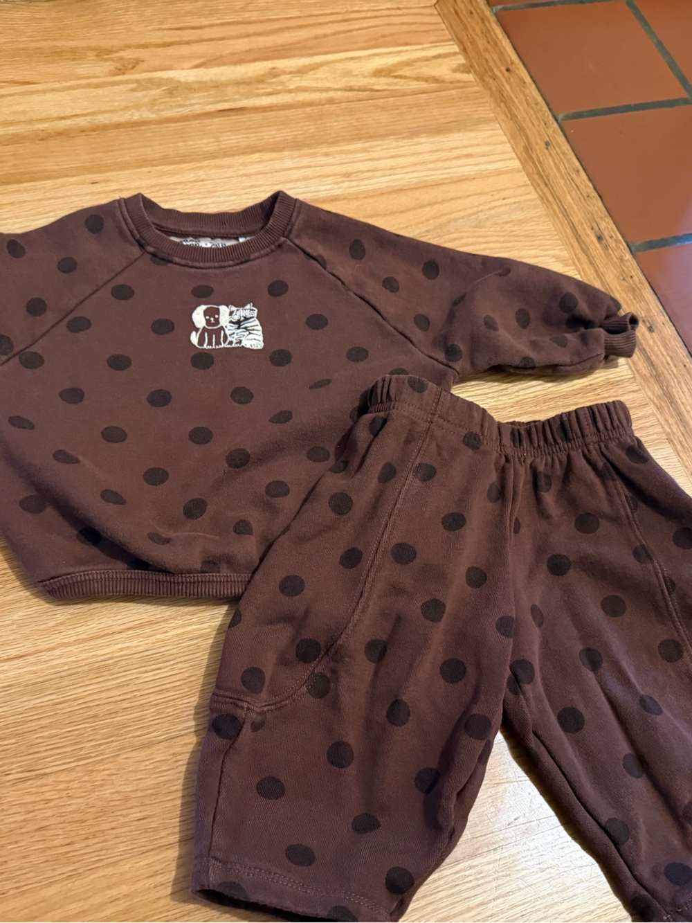 Zara Brown Polka Dot Kids Sweat Set